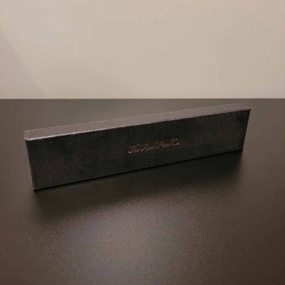 The Real Pearl Co. Rectangular Jewelry Gift Box, Black Gold